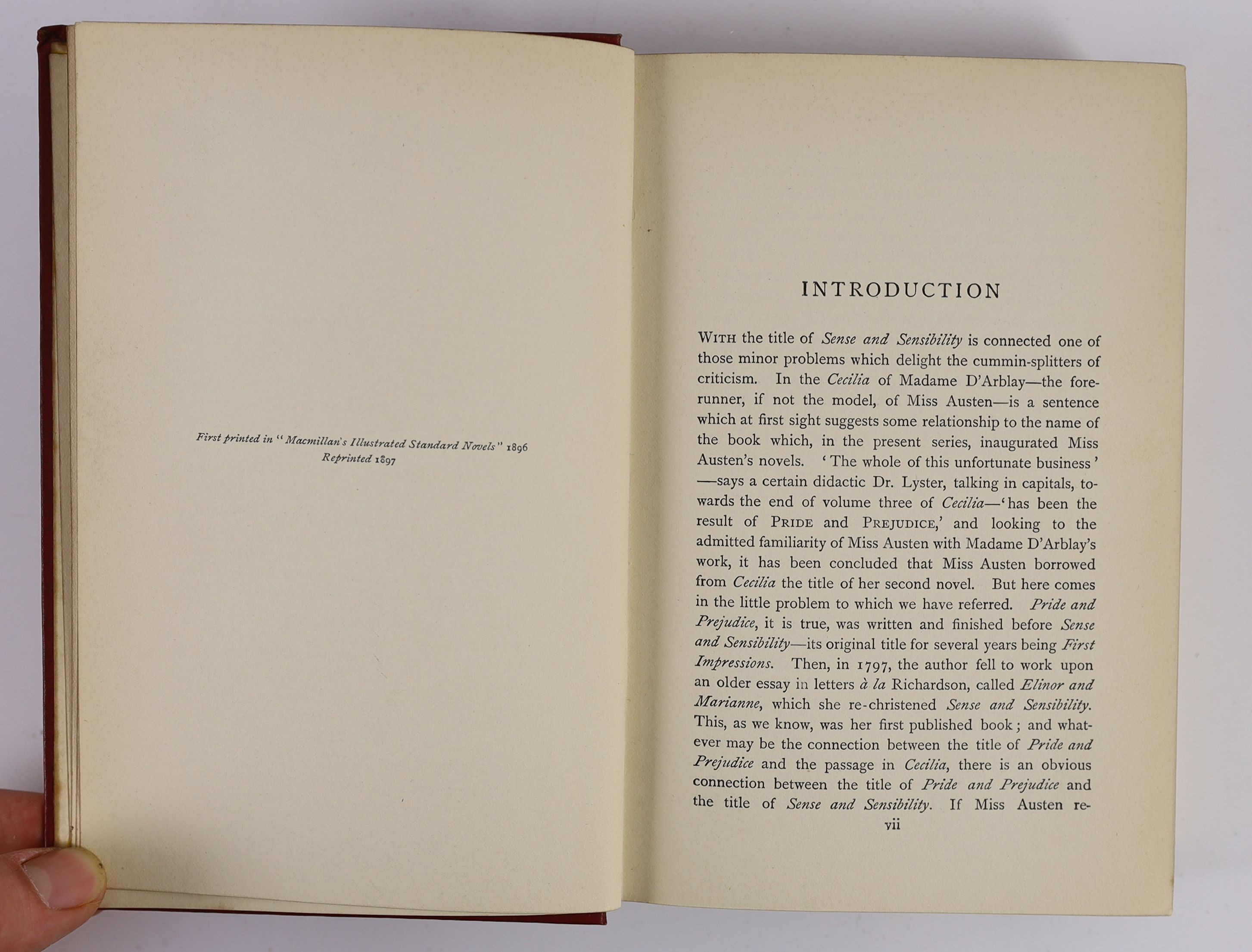 Austen, Jane - Macmillan's Illustrated Standard Novels, comprising: Sense and Sensibility; Emma; Mansfield Park; Northanger Abbey and Persuasion; i.e. 4 vols (ex 5 -without Pride and Prejudice); publisher's introductions